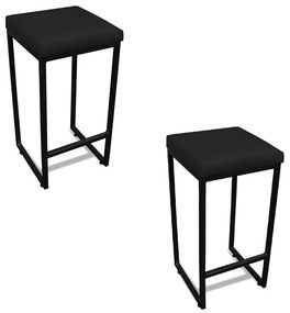 Banqueta Alta para Cozinha Industrial Kit 2 Nick Preto e Sintético D03 - D'Rossi - Preto