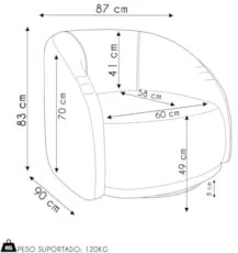 Poltrona Decorativa Orgânica Giratória Lya Z32 Boucle Bege/Sintético M