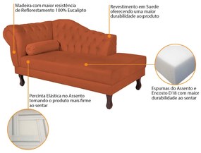 Recamier Diana 185cm Lado Direito Suede Terracota - ADJ Decor