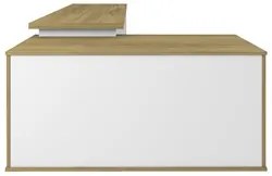 Mesa Escrivaninha em L 135x168cm 1 Porta Sharp A06 Olmo/Branco - Mpoze