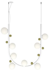 Pendente Aliança Arco Vertical 24X82X82Cm 08Xg9 Globo 10Cm - Usina 900... (CP-M - Champanhe Metálico, Cristal (Transparente))