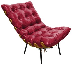 Poltrona Costela Corano Base Metálica Preto - D'Rossi - Vermelho