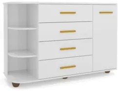 Cômoda Infantil com Cantoneira Laura 1 Porta Z39 Branco - Mpozenato