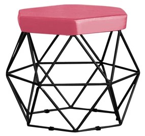 Puff Decorativo Base Preta Elsa Suede Rosa G41 - Gran Belo