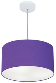 Lustre Pendente Cilíndrico Md-4099 Cúpula em Tecido 40x25cm Roxo - Bivolt