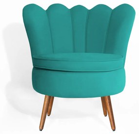 Poltrona Decorativa Dália Pés Palito Veludo Azul Tiffany