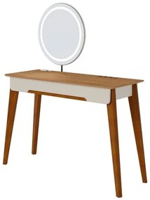 Penteadeira Queen Cor Off White Com Nature Espelho Led 116cm - 73405 Sun House