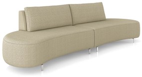 Sofá Bipartido Sala de Estar Jamaica 300cm Curvo Pés Alumínio Bouclê Bege Escuro G52 - Gran Belo