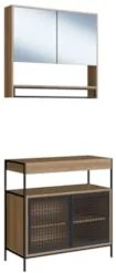Gabinete de Banheiro Liny 80cm e Espelheira Moscow Mel Z54  - Mpozenat