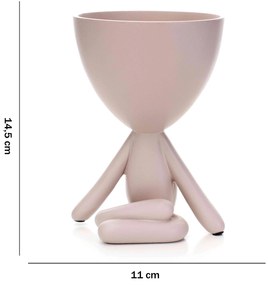 Vaso Decorativo Bob Robert Plant Perna Cruzada em Poliresina Rosa 14,5x11x10 cm - D'Rossi