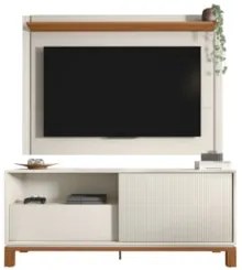 Painel Para TV 55 Pol e Rack Bancada 150cm Lucca Off/Freijó C01 - Mpoz
