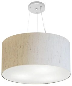 Lustre Pendente Cilíndrico Md-4191 Cúpula em Tecido 55x25cm Linho Bege - Bivolt