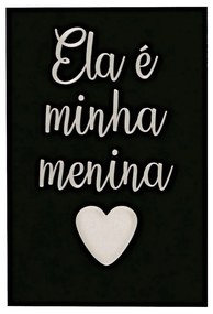 Kit de Quadros 3D Ela é minha menina Eu sou o menino dela 30x20 cm - Preto E Branco