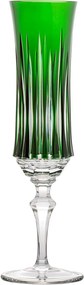 Taça de Cristal Flauta Mozart Basic Lapidado p/ Champagne 195ml - Verde Escuro  Verde Escuro