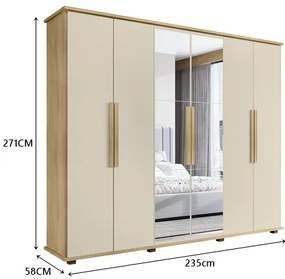 Guarda-Roupa Casal Com Espelho 6 Portas 4 Gavetas Canadá Cinamomo/Off White – RV Móveis