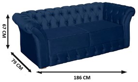Namoradeira Sofá 2 Lugares Chesterfield Capitonê 186cm Veludo Azul - Sheep Estofados - Azul escuro