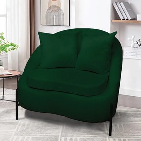 Poltrona Decorativa Orgânica Pé de Metal Preto Zaya Bouclê C05 - D'Rossi - Verde