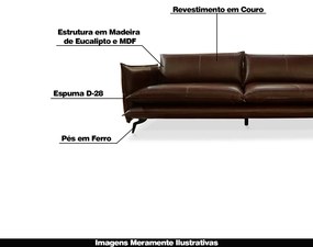 Sofá Decorativo 4 Lugares Sala de Estar 260cm Beaune Couro Café G34 - Gran Belo