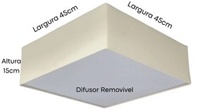 Plafon Quadrado Md-3051 Cúpula em Tecido 15/45x45cm Algodão Crú - Bivolt