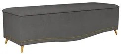Calçadeira Baú Casal 140cm com Tachas Imperial J02 Linho Grafite - Mpo