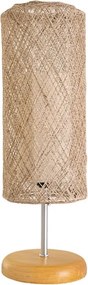 Luminaria De Mesa Madeira E Juta Rustica Bege