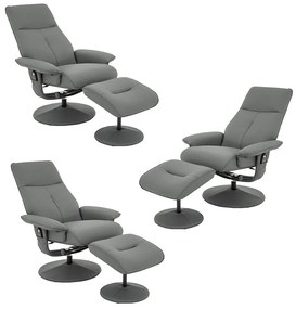 Kit 3 Poltronas de Massagem Arizona Giratória com Apoio de Pés e Reclinável Fendi G56 - Gran Belo