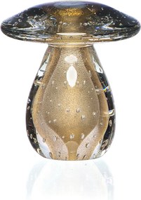 Cogumelo Decorativo em Murano c/ Ouro P Quartzo Pérola
