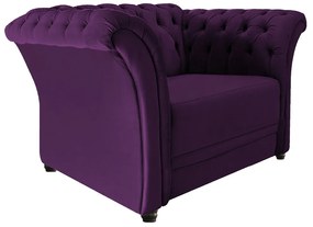 Poltrona Decorativa Chesterfield Sofia Suede Roxo - ADJ Decor