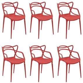 Kit 6 Cadeiras Decorativas Sala e Cozinha Feliti (PP) Vermelha G56 - Gran Belo