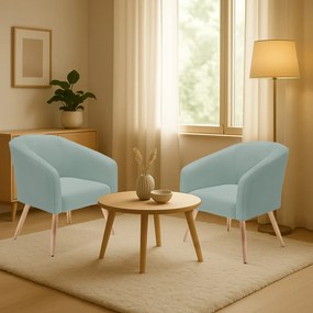Poltrona Decorativa Pé Palito Natural Kit 2 Stella Cotelê Int/Veludo D03 - D'Rossi - Menta