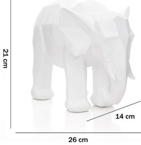 Escultura Elefante Em Poliresina Branco 21x26 Cm - D'Rossi
