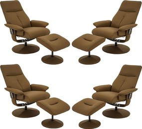 Kit 4 Poltronas de Massagem Arizona Giratória com Apoio de Pés e Reclinável PU Caramelo G56 - Gran Belo