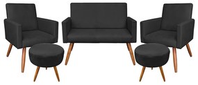 KIT 01 NAMORADEIRA COM 02 POLTRONAS E 02 - Preto