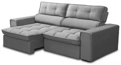 Sofá Retrátil Reclinável 3 Lugares 200cm Blanches F05 Veludo Prata - M