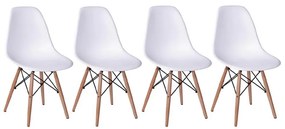 Conjunto 4 Cadeiras Eiffel Base Madeira Branco - Conjunto 4 Cadeiras Eiffel Base Madeira – Branco