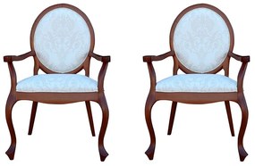 Kit 02 Poltronas Decorativas Sala de Estar Base Madeira Maciça Adrie Sarja Bege/Imbuia G36 - Gran Belo
