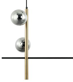 Pendente Bambu Metal Preto E Bronze Vidro Fume 29X92X53Cm 4Xg9 | Bella...