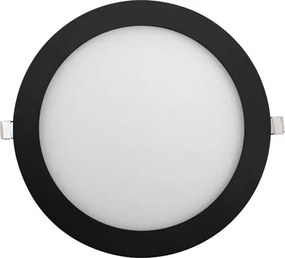 Plafon Led De Embutir Redondo Preto 18W Moldura - LED BRANCO QUENTE (3000K)