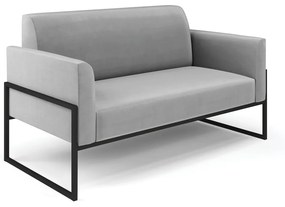 Sofá Namoradeira Base Industrial Alta Preto Marisa Suede D03 - D'Rossi - Cinza