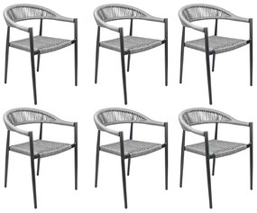Kit 6 Cadeiras Área Externa de Alumínio Carmy com Corda Naútica Grafite G56 - Gran Belo