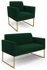 Namoradeira e Poltrona Industrial Dourado Marisa Bouclê D03 - D'Rossi - Azul