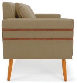 Namoradeira 02 Lugares Mari Suede Pés Palito Castanho - D'Rossi - Marrom Rato