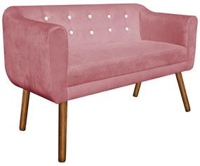 Namoradeira 02 Lugares Julia Suede Rose com Strass 140 cm Pés Palito Castanho - D'Rossi