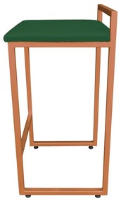 Conjunto 02 Banqueta Alta Industrial Pietra Suede Verde Base Cobre D'Rossi
