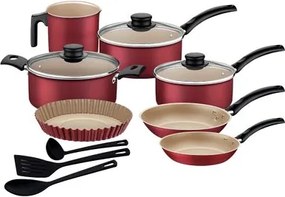 Kit Cozinha Tramontina 10 Peças Turim em Alumínio Starflon Max Vermelho