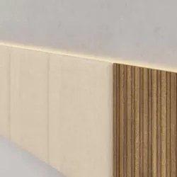 Cabeceira Casal Queen 268cm Com LED Dubai Zen Linho Bege - Vila Rica