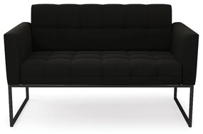 Sofá Namoradeira Elisa Suede Preto Base Metálica Industrial Preto - D'Rossi