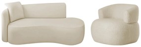 Kit Divã Recamier 180cm e Poltrona Luxo Suíça Lado Direito Linho