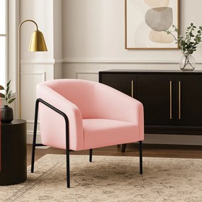Poltrona Sala Industrial Alta Preto Stella Suede D03 - D'Rossi - Rosa Bebê