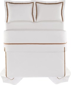 Capa de Edredom Trussardi Cetim 300 Fios Vercelli - Branco e Stelo  Queen
